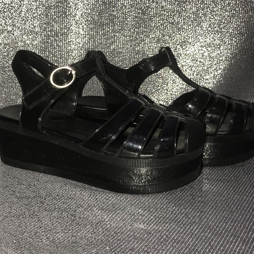 Black Jelly Platform Sandals